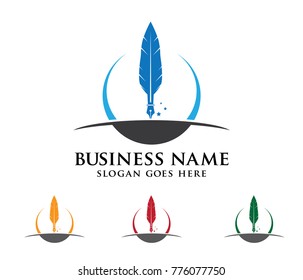 magic writing fountain pen quill vector logo design