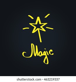 magic yellow type handwritten black background