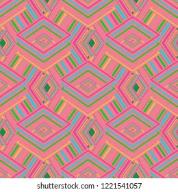 Magical abstract background multicolor cube geometric pattern seamless.