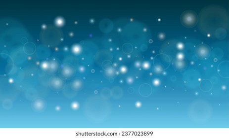 Magical Abstract Defocused Bokeh Circles Background Design.  Christmas snowfall Vector Horizontal Illustration. Cosmic Print. Glitter confetti. Good for Banners, Posters, Covers, Flyers, Cards.