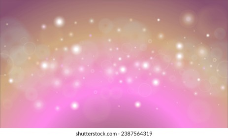 Magical Abstract Defocused Bokeh Circles Background Design.  Christmas snowfall Vector Horizontal Illustration. Cosmic Print. Glitter confetti. Good for Banners, Posters, Covers, Flyers, Cards.