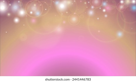 Magical Abstract Defocused Bokeh Circles Background Design.  Christmas snowfall Vector Horizontal Illustration. Cosmic Print. Glitter confetti. Good for Banners, Posters, Covers, Flyers, Cards.