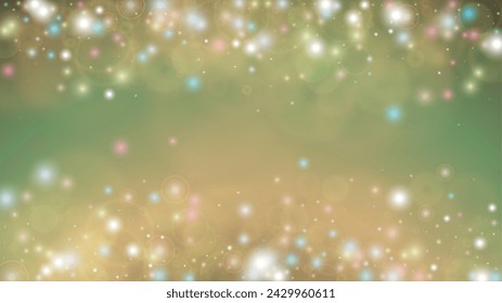 Magical Abstract Defocused Light Spot Background Design. Christmas snowfall Vector Horizontal Illustration. Cosmic Print. Glitter confetti. Good for Banners, Posters, Covers, Flyers, Cards.