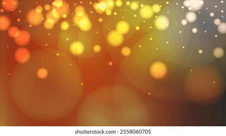 Magical Abstract Defocused Light Spot Background Design. Christmas Snowfall Vector Horizontal Illustration.  Glitter confetti. Winter Snow Sky. New Year Magic Illustration. Falling Snowflakes