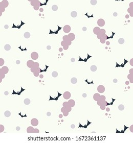 Magical alchemy: a pattern of bats and pink smoke from a witch's potion