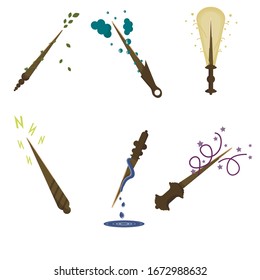 Magische Alchemie: Eine Reihe von Zauberwands mit verschiedenen Zaubern