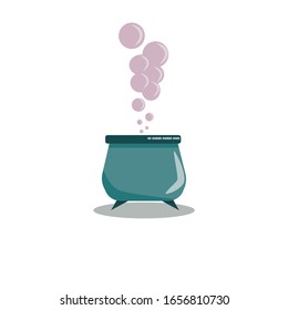 Magical Alchemy: Witch's Magic Cauldron with Rising Bubbles