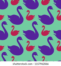 Magical background bird swan multicolor abstract seamless.