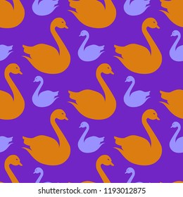 Magical background bird swan multicolor abstract seamless.