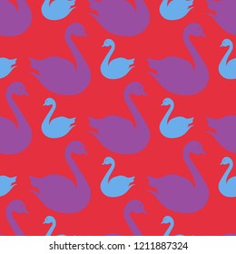 Magical background bird swan multicolor abstract seamless.