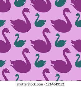 Magical background bird swan multicolor abstract seamless.