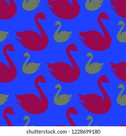 Magical background bird swan multicolor abstract seamless.