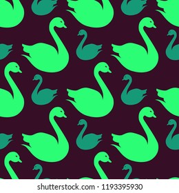 Magical background bird swan multicolored abstract seamless.