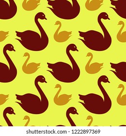 Magical background bird swan multicolored abstract seamless.