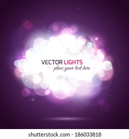 Magical background with blurred bokeh lights and place for text.