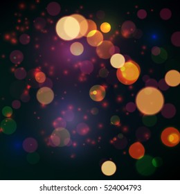 Magical background with colorful bokeh. Vector