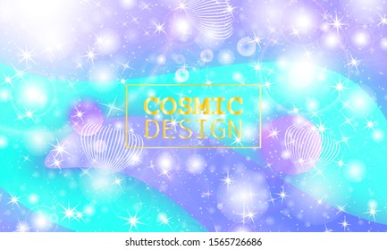 Magical background. Unicorn pattern. Mermaid rainbow. Holographic magic stars. Fantasy universe. Rainbow unicorn background.