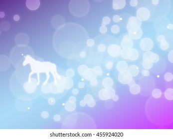 Magical background with unicorn silhouette. Art vector illustration