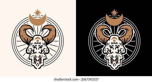 Magical Beast Illustration of Buffalo Skull