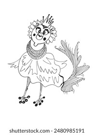 magical bird with a fluffy big tail fairy-tale character