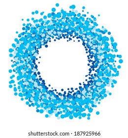 magical blue circle of dots isolated on white background