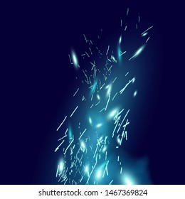 Magical blue fire sparks blowing through the wind. Vector illustration.