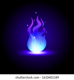Magical Blue flame vector illustration, illuminated mystical fire