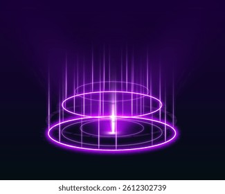 Magical blue portals with sparks and neon lighting. They create the teleportation effect in virtual space. Perfect for sci-fi design.