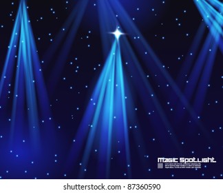 magical blue spotlight vector background