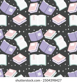 magical books pattern background vector