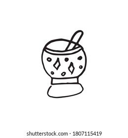 Magical bowl doodle vector element. Halloween decoration about esotericist and magic. 