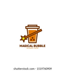 magical bubble tea logo concept. symbol and icon of bubble tea