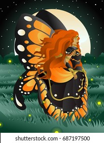 magical butterfly fairy in the nature