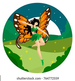 magical butterfly fairy woman