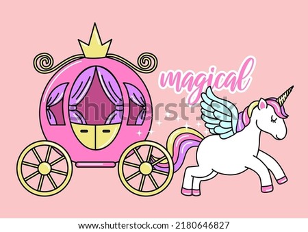 MAGICAL CARRIAGE AND UNICORN WITH WINGS