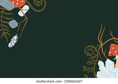 Magical Christmas forest with plants and trees