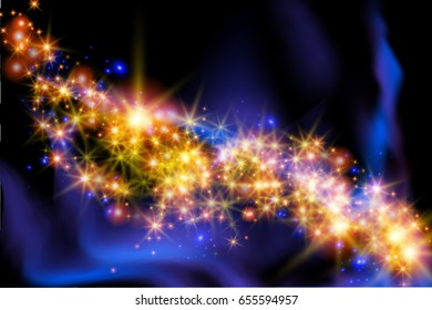 A magical Christmas star on the milky way is a realistic light effect. Isolated Stars Vector Elements. Transparent pattern of glowing stars for the design of Xmas Holiday greeting cards