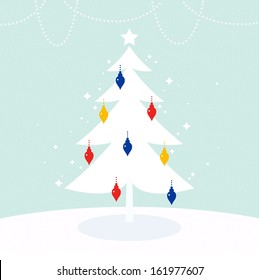 Magical Christmas Tree with retro colorful decoration 