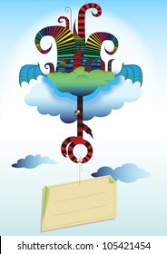 magical cloud forrest illustration