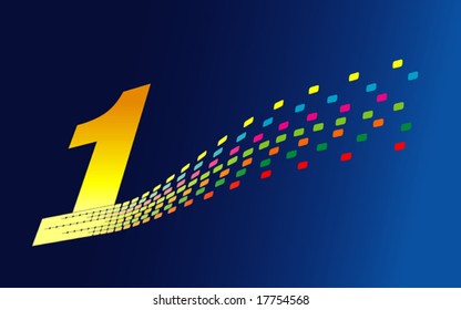 Magical colorful digital forming a number one. Ready to use for anniversary celebration or logo motive.
