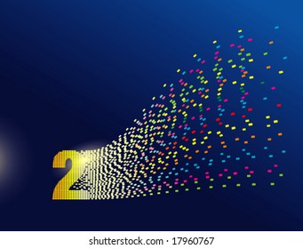 Magical colorful digital transforming into a number two. Ready to use for anniversary celebration or promotion motive.