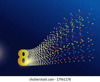 Magical colorful digital transforming into a number eight. Ready to use for anniversary celebration or promotion motive.