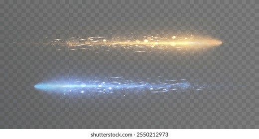 Efecto mágico de la luz del cometa con brillo brillante para el Diseño web y la interfaz de usuario fabulosa. Vector sobre fondo transparente PNG