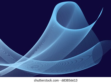 a magical conglomeration of bright light blue lines on dark blue background, which is reminiscent of flash in outer space 
