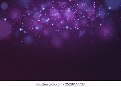 Magical cosmic bokeh sparkles with sparkles and light. Flash light effect.