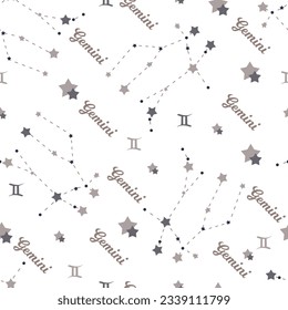 Magical Cosmic Gemini Connection Magic Vector Seamless Pattern can be use for background and apparel design