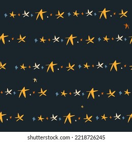 Magical cosmic illustration clipart seamless pattern with sun,moon and stars. Cosmic abstract galaxy sky background. Cartoon style.Hand drawn contemporary art,Bright night sky pattern background.