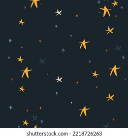 Magical cosmic illustration clipart seamless pattern with sun,moon and stars. Cosmic abstract galaxy sky background. Cartoon style.Hand drawn contemporary art,Bright night sky pattern background.