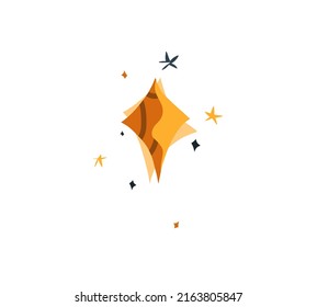 A magical cosmic star that glows like the sun and moon. Mystical spiritual,abstract symbol doing magic with stars and moon.Cartoon style.Hand drawn contemporary art, isolated vector illustration.