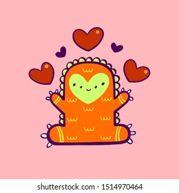 magical creature cute dragon with hearts